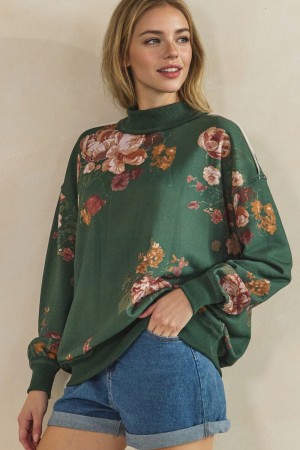 FA2219<br/>Vintage floral print sweatshirt